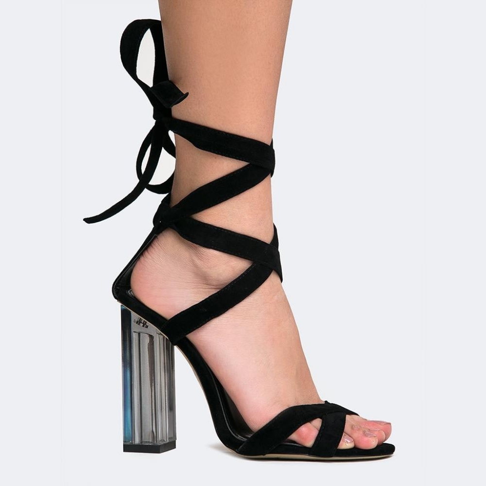 Strappy Sandals w Clear Heel